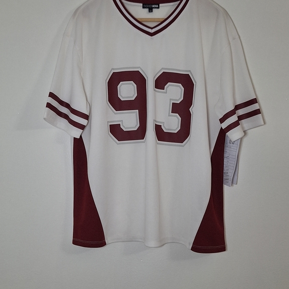 NWOT FASHION NOVA BUNDLE Black and Pink Polo with White and Maroon Jersey - Picture 5 of 16